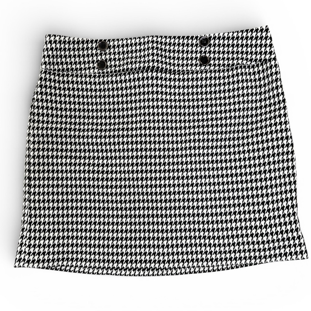 The Limited Skirt Women's Size 12 Houndstooth Mini Pencil Black White Full Lined